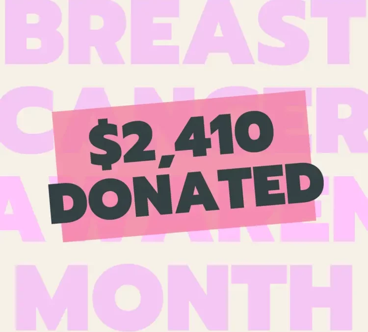 Susan G Komen: $2,410 donated!